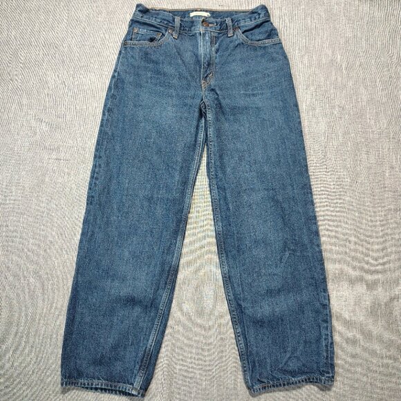 Levis Jeans Womens Size 26x29 Dark Wash Big E Mid Rise Baggy Dad - Picture 1 of 11